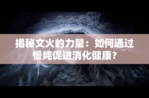 揭秘文火的力量：如何通过慢炖促进消化健康？